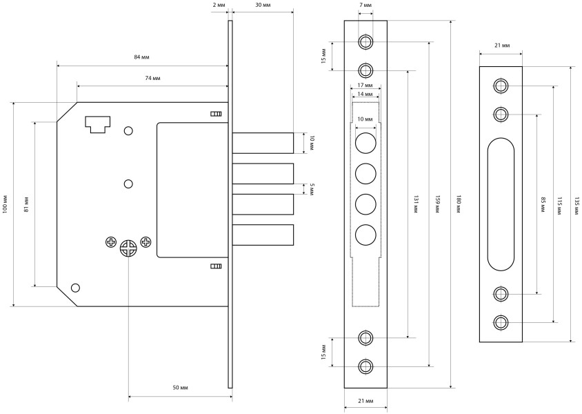 СТАНДАРТ 189-4MF-5К CP хром крест.ключ Замок врезной б/руч (30)