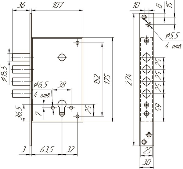 Корпус врезного замка ЗВ1 711.0.0 (никель)