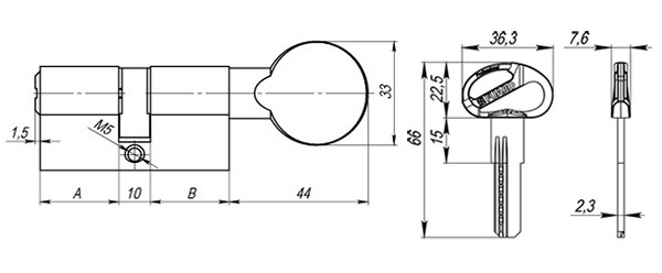 Цилиндровый механизм (D-PRO502/70) D-PRO5002Knob70(30+10+30) CP хром 5Key