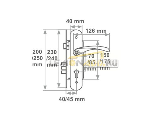 ЗАМОК ВРЕЗНОЙ N100-70Л, N100-85К