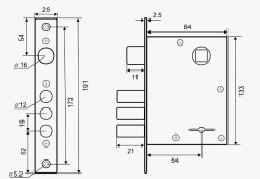 Эльбор 1.04.27.5.1 Кремень никель б/о, м/о 85мм Замок врезной б/руч (10)