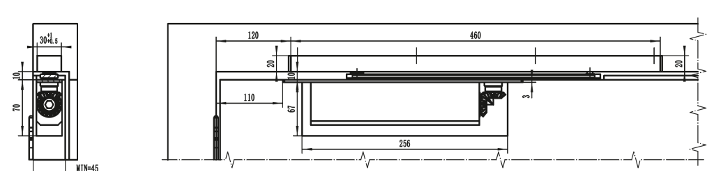 dk tech TS Inderior (скрытый доводчик со скользящим каналом)
