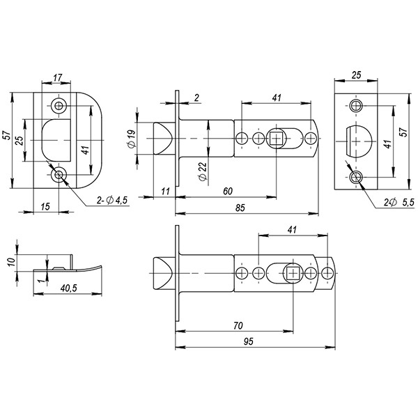 Ручка защелка DK682 CP-ET (6082 CP-E) (кл./фик.) хром