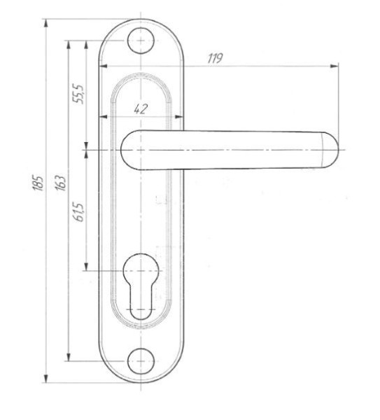 Зенит РФ1-60.02 хром к замку ЗВ 7-60 Комплект ручек (20)