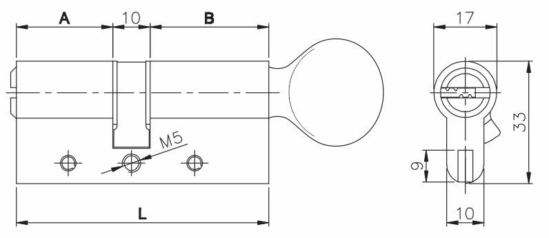 Цилиндровый механизм с вертушкой 164 DBM-E/70 (30+10+30) mm никель 5 кл.