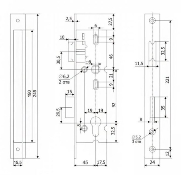 Гардиан PROFI 45.11.24 б/о без ц/м, м/о 92 мм Замок врезной б/руч (15)