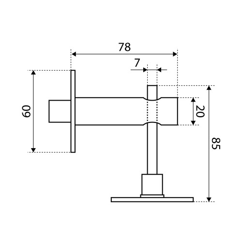 Задвижка торцевая БУЛАТ ЗДТ 01.60.04 хром квадрат 8х8 мм (10,100)