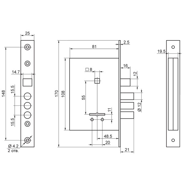 Засов  Калуга ЗГ-900 d.13 мм (2)