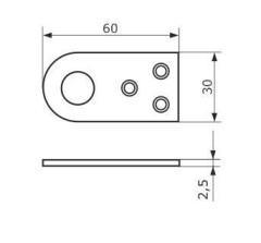 Домарт Проушина прямая 30*60 б/п d 15мм (100)