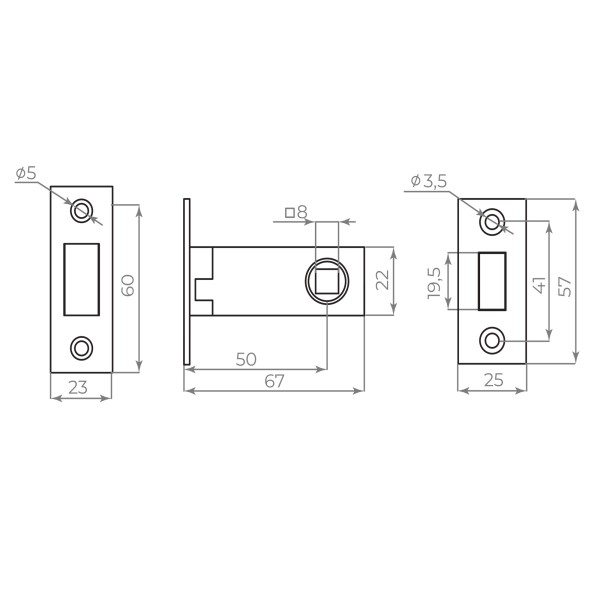 Защелка врезная MAGNLN50-8 BL черный