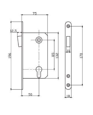 RENZ Magn 85 С хром блест. без ЦМ Замок врезной магнитный б/руч (60)