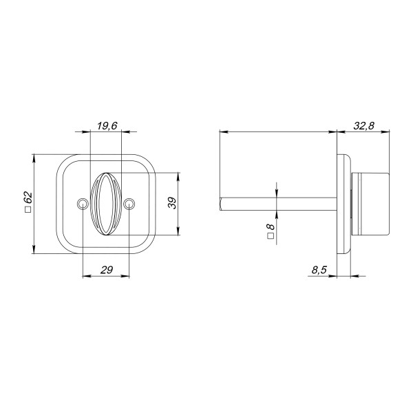 Ручка поворотная BKW8x75.K.TRD62 SSC-16 сатинированный хром ПЛАСТИК