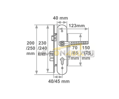 ЗАМОК ВРЕЗНОЙ N101-70Л, N101-85K