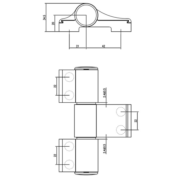 dormakaba Петли для алюминиевых дверей 03-AL/3, 3-х секционная для холодного профиля