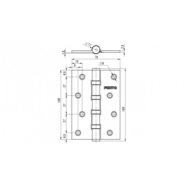 Петля универсальная IN4100U-HD BL (4B/HD 100х70х2.5) черный ПОДВЕС