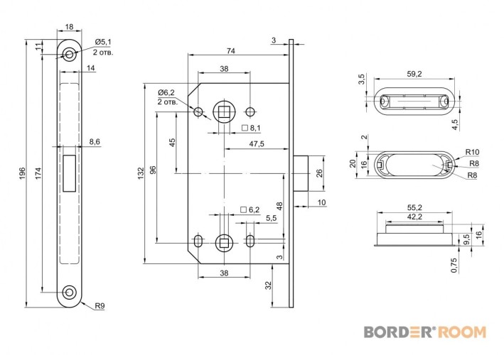 Рязань ЗЩДМ-96 с фикс. хром 81857 м/о 96 мм (аналог AGB) Защелка (30)
