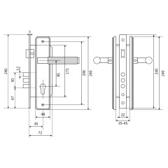 БУЛАТ ЗВ4-3.02.02 ФЕРОНА черный  5 перф.кл. Замок врезной с/руч (12)
