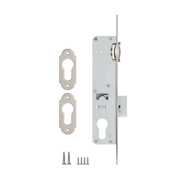 Корпус узкопрофильного замка с роликовой защёлкой 155/P (25 mm) w/b (хром) (без отв. планки)