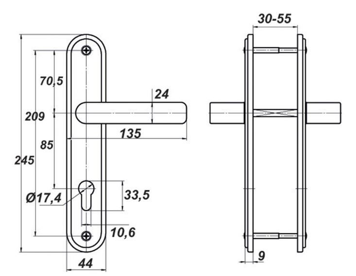 Балашиха НР 0701 для замков ЗВ4 713 / ЗВ4 703 мед. антик. м/о 85мм Комплект ручек (10)