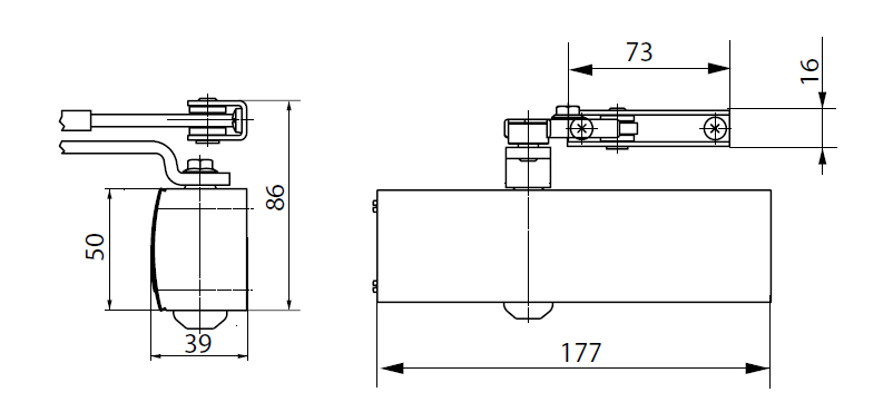 GEZE TS 1500 EN 3/4 (дверной доводчик в комплекте с рычагом)