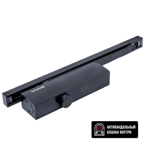 БУЛАТ Доводчик дверной ДД 812/5 CH-B (CS+LS+HO+BC+DA+PA) (25-120 кг) черный со скольз.тягой (10)