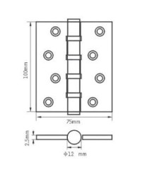 RENZ 100-4BB FH W 4 подш белый 100*75 Петля дверная 2 шт (50;1!!!) НОВИНКА