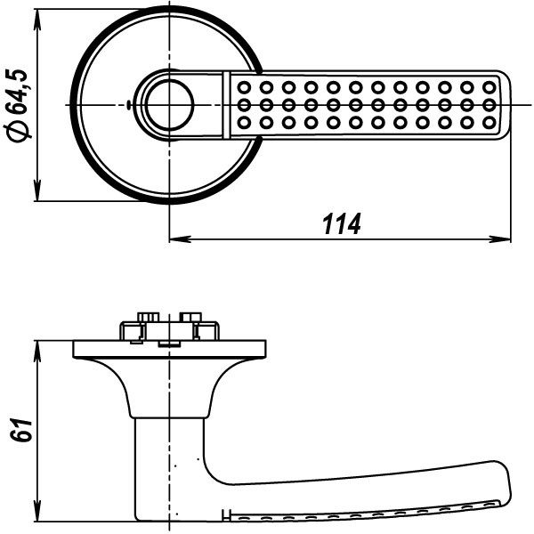 Ручка защелка DK626 AC-PS (6026 AC-P) (без фик.) медь