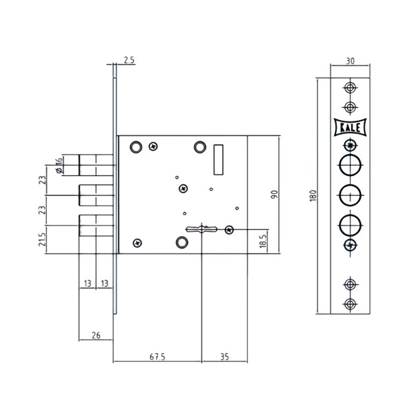 Замок врезной сувальдный 447/L , 5 кл. (кл. 75 мм)