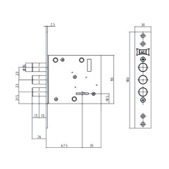 Замок врезной сувальдный 447/L , 5 кл. (кл. 75 мм)