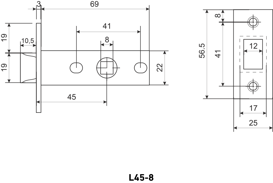 АЛЛЮР АРТ L45-8 MAB мат.бронза торц.планка 25мм б/ручек Защёлка (100)
