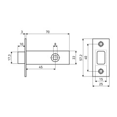 АЛЛЮР АРТ L45-8 MAB мат.бронза торц.планка 25мм б/ручек Защёлка (100)
