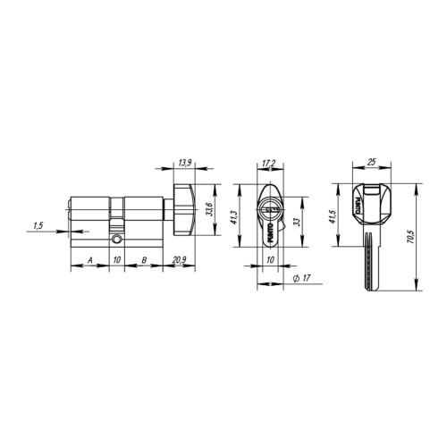 Цилиндровый механизм MaxPro7002Knob52mm(21+10+21) SN мат.никель 7key с вертушкой
