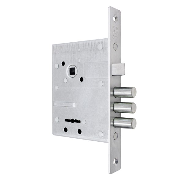 Замок врезной сувальдный с защёлкой в комплекте с ручкой ЗВ9-6/13 (медный антик), 3 кл. /77311/