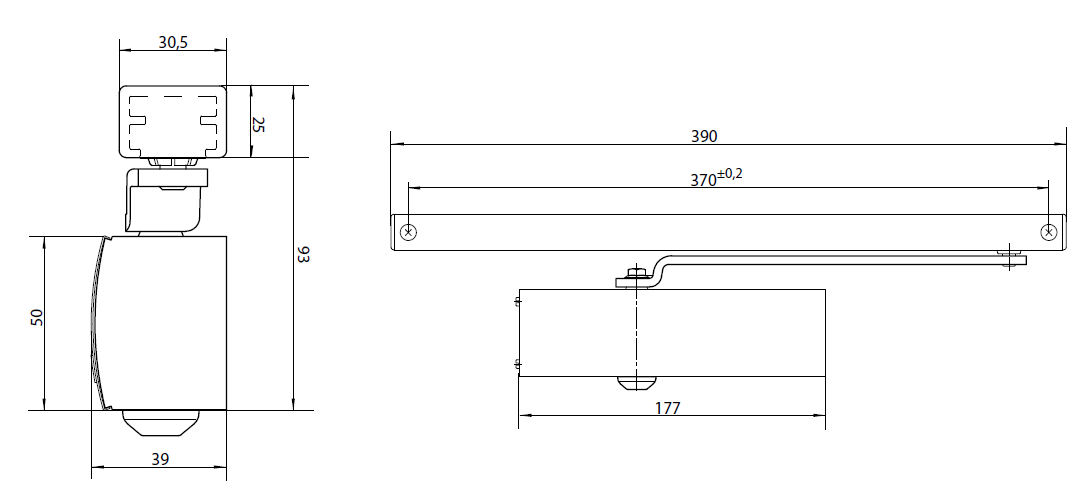 GEZE TS 1500G EN 1 (дверной доводчик в комплекте со скользящим каналом)