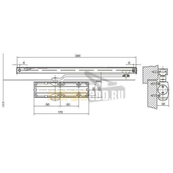 DL 100S size 3 (дверной доводчик в комплекте со скользящим каналом)