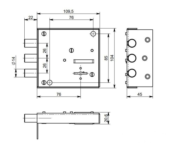 Симеко  БИФ-0030*5 Замок накладной (20)