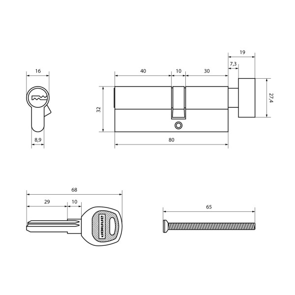 АЛЛЮР DL-02 80 (30 верт. х10х40) СP перекод.5+2 перфокл. Цилиндровый механизм (40,10)