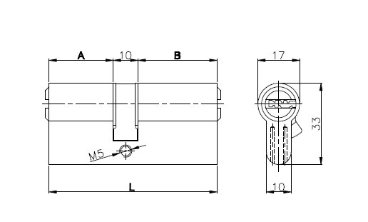 Цилиндровый механизм 164 SN/90 (30+10+50) mm упк.БЛИСТЕР латунь 5 кл.
