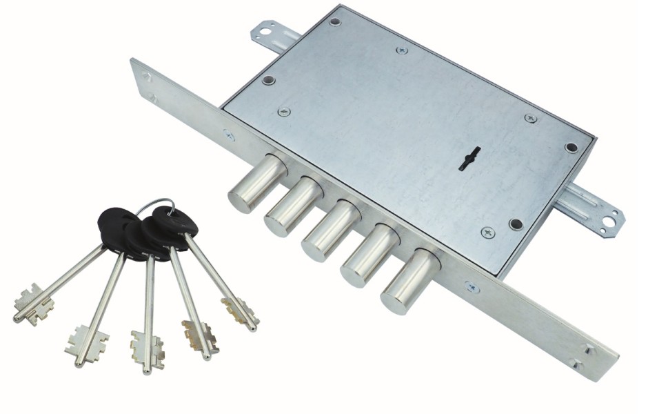 Замок врезной сувальдный ЗВ8 341.1.1 с тягами, 5 кл. (ключ 60 мм)