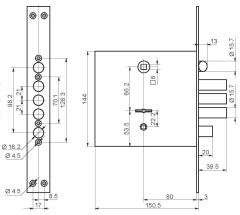 Рязань ЗВ 9-8МК.З/15  ЛП8 универсал. &quot;BORDER&quot; б/о  77937 Замок врезной тяж (6)