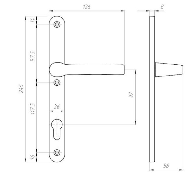 ЛДМ FURAL 92.70.30.02.9016 белая м/о 92 "под пальчики". для узкопроф.Комплект ручек (25)