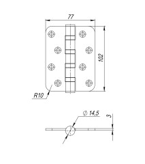 Петля из нержавейки универсальная IN4400U-R10 INOX black (4BB-R10 102х76х3) NoLogo