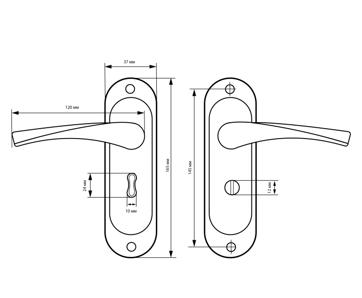 СТАНДАРТ ручка для защелки PH 103/50 L SN левая мат.никель с фиксацией Комплект ручек (30)
