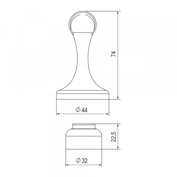 Упор дверной напольный DFIX/MF45 (DSM-45) магнитный SN-3 мат.никель