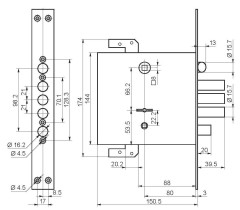 Рязань ЗВ 9-8МК.ТЗ/15  ЛП8 универсал. &quot;BORDER&quot; б/о  77936 Замок врезной тяж (6)