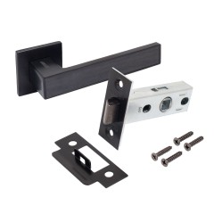 АЛЛЮР АРТ  &quot;ЛАНА&quot; BL/BL+L45-8 BL (86150/S45) матовый черный Комплект ручка и защелка (20)