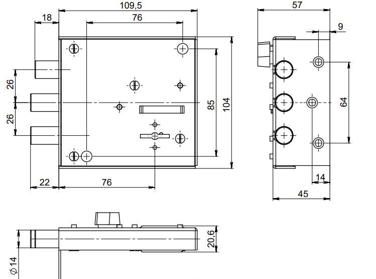 Симеко  БИФ-0090*3 ЗД Замок накладной (20)