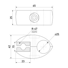 Soller R-7 + R-47 крепеж одинарный с пластик.вкладышем d-25 (150)