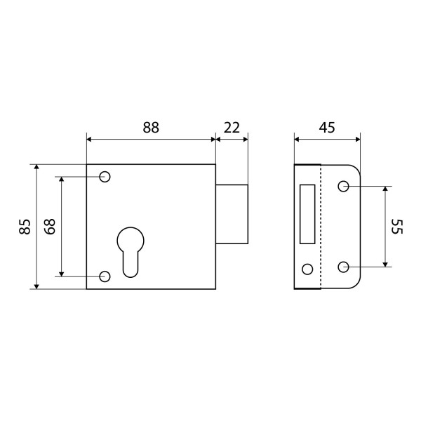 Птимаш ЗН1-1У (усиленный цилиндр) медь Замок накладной (30)