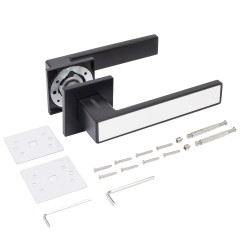 АЛЛЮР АРТ  &quot;ЛАНА&quot; BL/W+L45-8 BL (861511/S45) матовый черный/белый Комплект ручка и защелка (20)